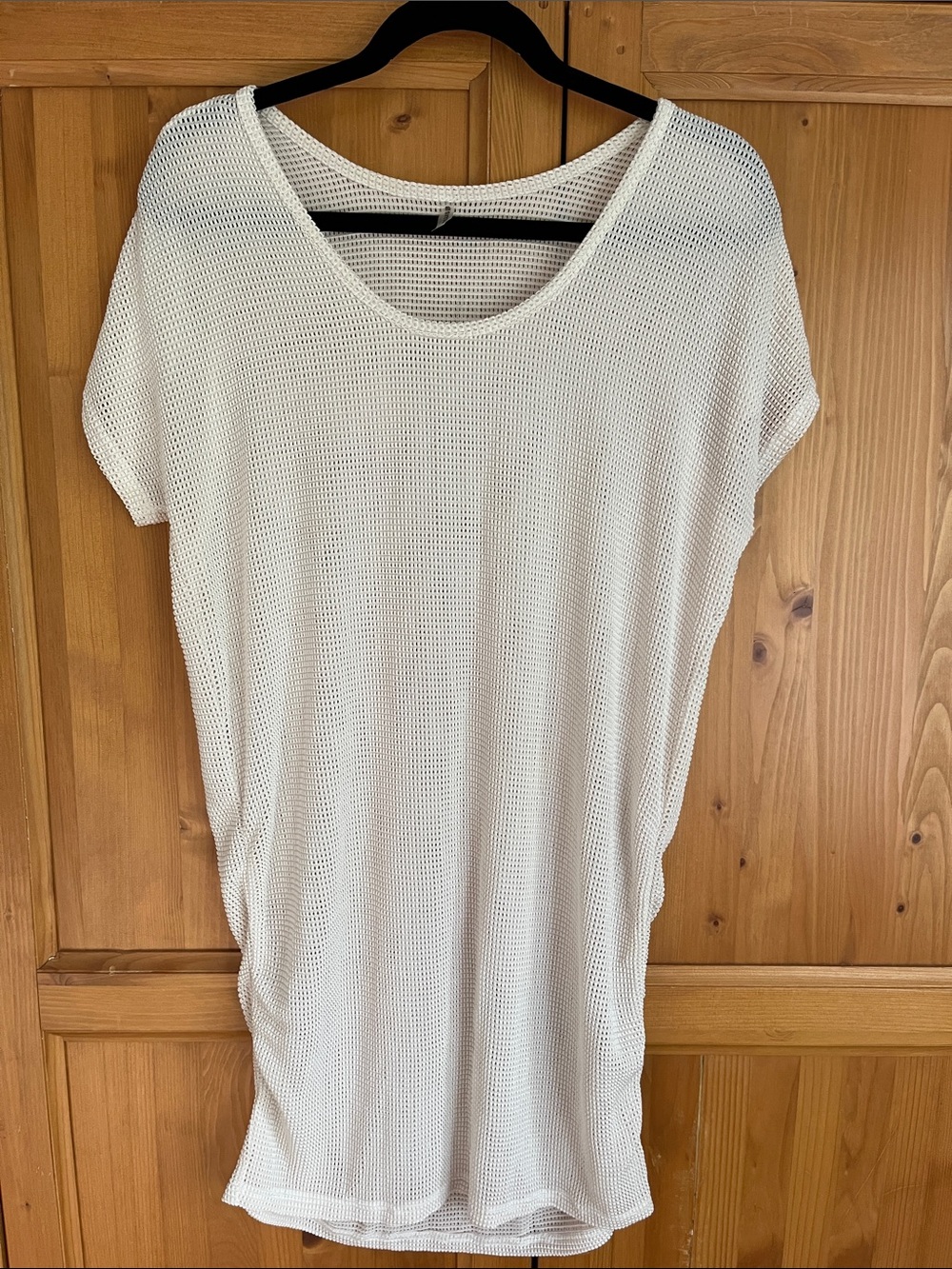 Simons White Open-Knit Short Sleeve Swim Coverup